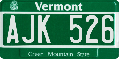 VT license plate AJK526