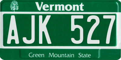 VT license plate AJK527