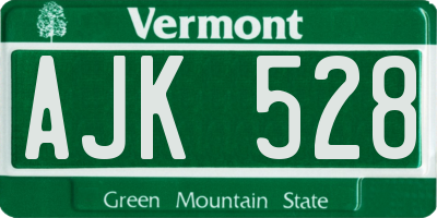 VT license plate AJK528