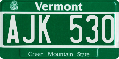 VT license plate AJK530
