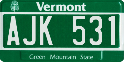 VT license plate AJK531
