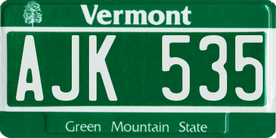 VT license plate AJK535