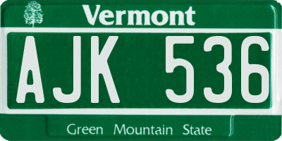 VT license plate AJK536