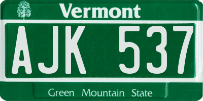 VT license plate AJK537