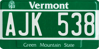 VT license plate AJK538