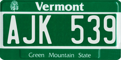 VT license plate AJK539