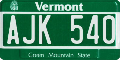 VT license plate AJK540