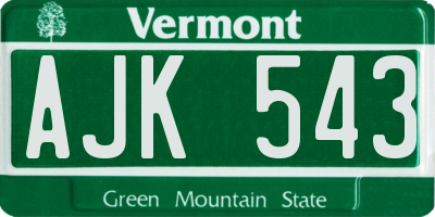 VT license plate AJK543
