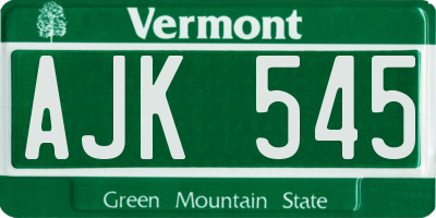 VT license plate AJK545