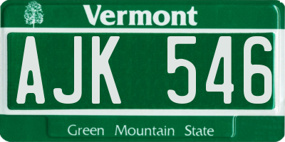 VT license plate AJK546