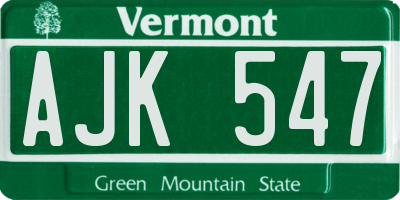 VT license plate AJK547