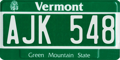 VT license plate AJK548