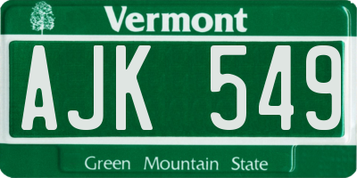 VT license plate AJK549