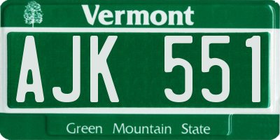 VT license plate AJK551