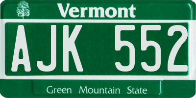 VT license plate AJK552
