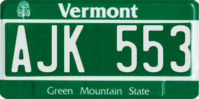 VT license plate AJK553
