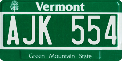 VT license plate AJK554