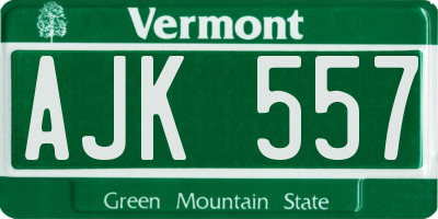 VT license plate AJK557