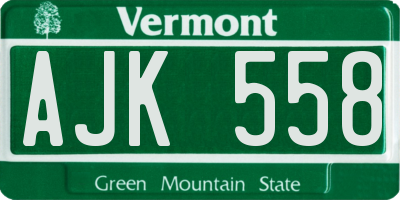 VT license plate AJK558