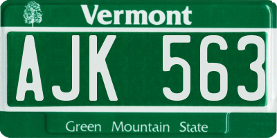 VT license plate AJK563