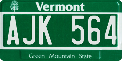 VT license plate AJK564