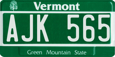 VT license plate AJK565