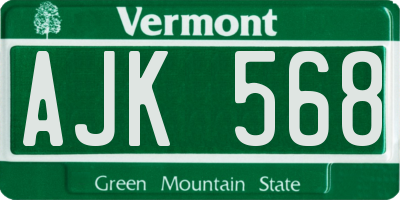 VT license plate AJK568
