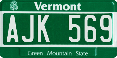 VT license plate AJK569