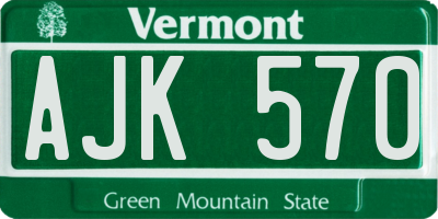 VT license plate AJK570