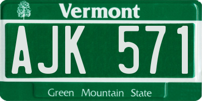 VT license plate AJK571
