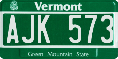 VT license plate AJK573