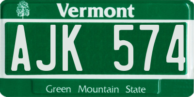 VT license plate AJK574