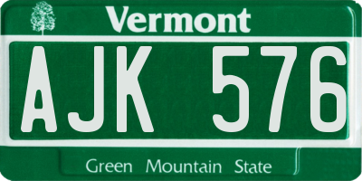 VT license plate AJK576