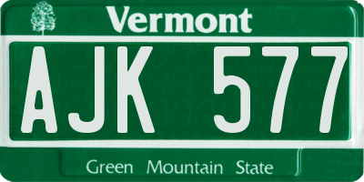 VT license plate AJK577