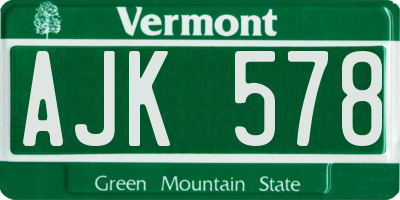 VT license plate AJK578