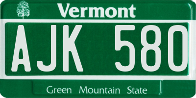 VT license plate AJK580