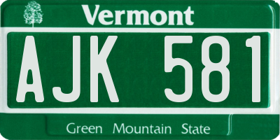 VT license plate AJK581