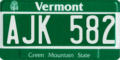 VT license plate AJK582