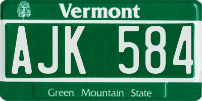 VT license plate AJK584