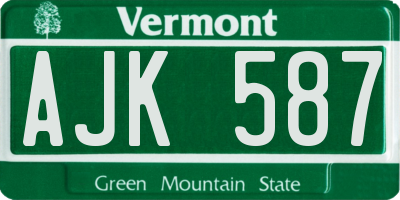 VT license plate AJK587