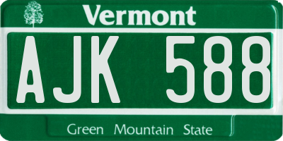 VT license plate AJK588
