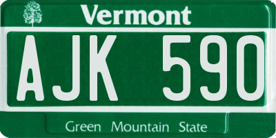 VT license plate AJK590