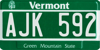 VT license plate AJK592