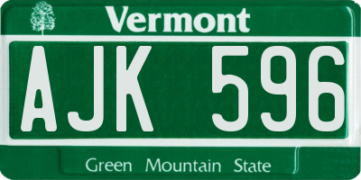 VT license plate AJK596