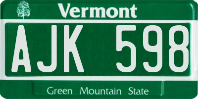VT license plate AJK598