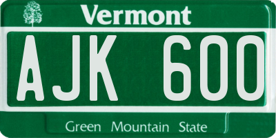 VT license plate AJK600
