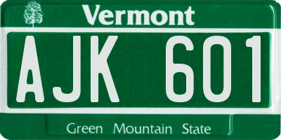 VT license plate AJK601