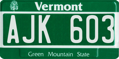 VT license plate AJK603