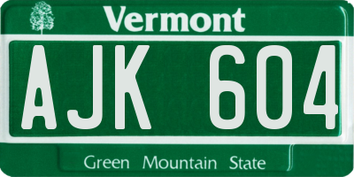 VT license plate AJK604
