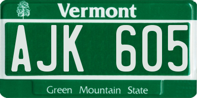 VT license plate AJK605